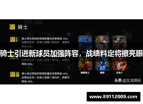 骑士引进新球员加强阵容，战绩料定将擦亮眼